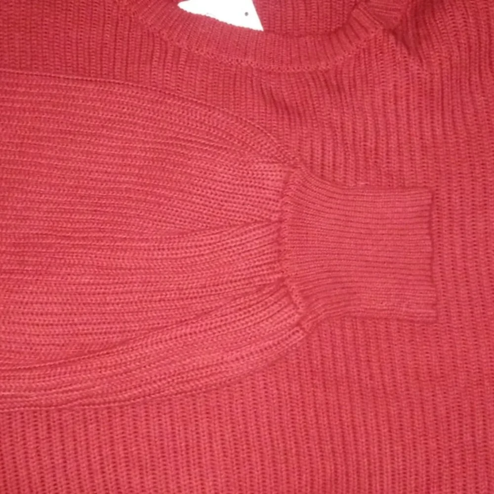 Lush Puff Sleeve Ribbed Sweater In Copper Size L - Picture 10 of 12